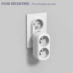 Electraline 531196 Adaptateur Fiche Multiprise Biplite Prima 2 Prises françaises 16A, Adaptateur Murale, Blanc