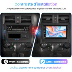 Junsun autoradio 2 din universel avec écran tactile, carplay & android auto sans fil, bleutooth, gps, fm, usb, type-c, commandes