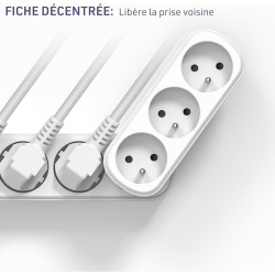 Electraline 531200 Adaptateur Fiche Multiprise Triplite Prima 3 Prises françaises 16A (2P+T), Adaptateur Murale, Blanc