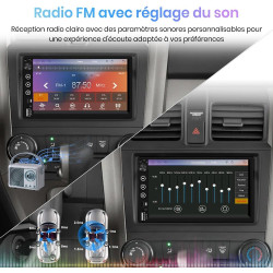 Junsun autoradio 2 din universel avec écran tactile, carplay & android auto sans fil, bleutooth, gps, fm, usb, type-c, commandes