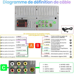Junsun autoradio 2 din universel avec écran tactile, carplay & android auto sans fil, bleutooth, gps, fm, usb, type-c, commandes