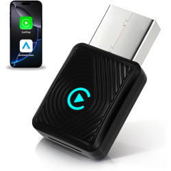 pour Apple CarPlay Adaptateur sans fil, Adaptateur sans fil 2 en 1 CarPlay & Android Auto, WLAN 6 GHZ, Reconnexion automatique, 
