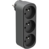 Electraline 531201 Adaptateur Fiche Multiprise Triplite Prima 3 Prises françaises 16A (2P+T), Adaptateur Murale, Noir/Gris