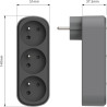 Electraline 531201 Adaptateur Fiche Multiprise Triplite Prima 3 Prises françaises 16A (2P+T), Adaptateur Murale, Noir/Gris
