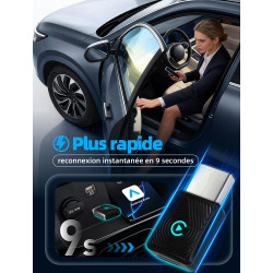 pour Apple CarPlay Adaptateur sans fil, Adaptateur sans fil 2 en 1 CarPlay & Android Auto, WLAN 6 GHZ, Reconnexion automatique, 