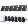 aosu 2K Caméra Surveillance WiFi Extérieure sans Fil Solaire, 6 Caméras Kit & aosuBase 2.0, sans Abonnement, Local Extensible Ju