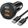 70W Chargeur Allume Cigare USB C, 3-Port Prise Téléphone Chargeur Rapide Voiture+1M USB-C Câble pour iPhone 17e 17 16 16e 15 Pro