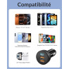 70W Chargeur Allume Cigare USB C, 3-Port Prise Téléphone Chargeur Rapide Voiture+1M USB-C Câble pour iPhone 17e 17 16 16e 15 Pro