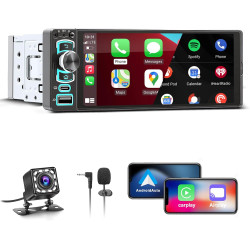 Autoradio 1 din,carplay voiture & android auto sans fil,poste radio bleutooth main libre,wireless autoradio avec caméra de recul