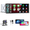 Autoradio 1 din,carplay voiture & android auto sans fil,poste radio bleutooth main libre,wireless autoradio avec caméra de recul
