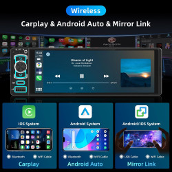 Autoradio 1 din,carplay voiture & android auto sans fil,poste radio bleutooth main libre,wireless autoradio avec caméra de recul