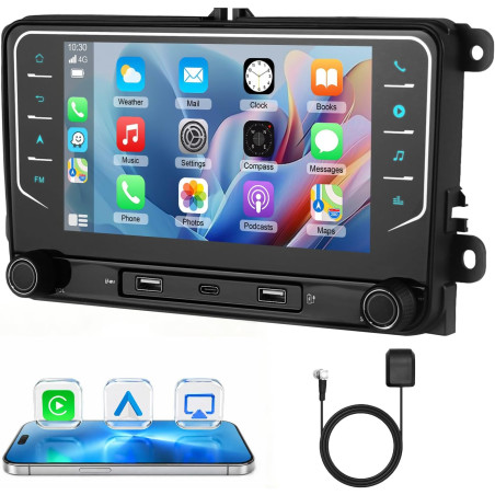 Essgoo android 15 autoradio pour vw golf 5 6 passat polo touran tiguan caddy t5 seat skoda ips 7 pouces carplay et android auto 