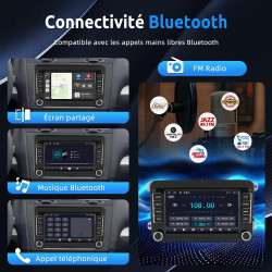 Essgoo [4+64g] android 15 autoradio pour vw golf 5/6, t5, passat, polo, touran, tiguan, caddy, seat, skoda – écran tactile 7" av