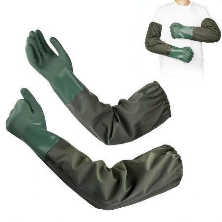 1 Paire Gants Longs 70cm Gant Menage en Caoutchouc Gant Protection Chimique Imperméables Étanches Antidérapants pour Nettoyage É