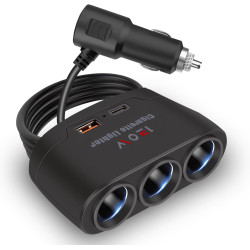 5 en 1 Multiprise Allume Cigare 12V/24V, 120W Prise Allume Cigare USB C, Chargeur Voiture, Chargeur Multifonctionnel avec 1 Port