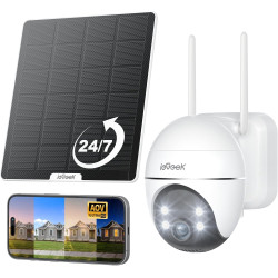 ieGeek 24/7 Enregistrement AOV 2K Camera Surveillance WiFi Exterieure sans Fil Solaire, Suivi Automatique, 360° PTZ, Batterie 90