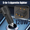 5 en 1 Multiprise Allume Cigare 12V/24V, 120W Prise Allume Cigare USB C, Chargeur Voiture, Chargeur Multifonctionnel avec 1 Port