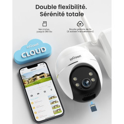ieGeek 24/7 Enregistrement AOV 2K Camera Surveillance WiFi Exterieure sans Fil Solaire, Suivi Automatique, 360° PTZ, Batterie 90