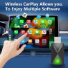 Adaptateur sans fil android auto & carplay sans fil, connexion rapide et sans retard, stick 2 en 1 convertir wirouge android aut