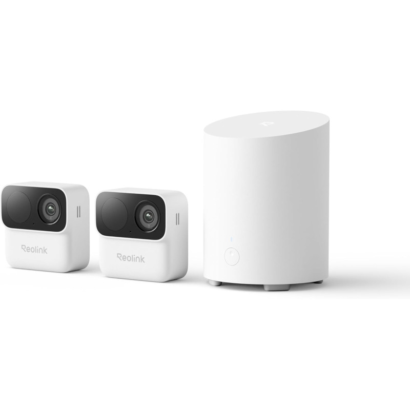 Reolink Kit 2 Caméras WiFi Magnétiques MagiCam+Home Hub Mini, Autonomie 9 Mois, Wi-FI 2,4/5 GHz, Détection de Personnes par IA, 