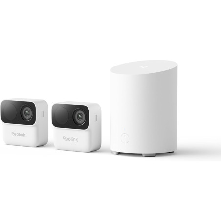 Reolink Kit 2 Caméras WiFi Magnétiques MagiCam+Home Hub Mini, Autonomie 9 Mois, Wi-FI 2,4/5 GHz, Détection de Personnes par IA, 