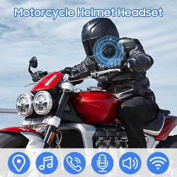 Casques bleutooth moto avec assistant vocal, écouteur bleutooth, kit bleutooth casque moto pour écouter musique, gps, appels, ré