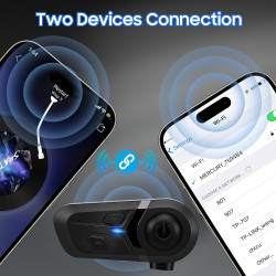 Casques bleutooth moto avec assistant vocal, écouteur bleutooth, kit bleutooth casque moto pour écouter musique, gps, appels, ré