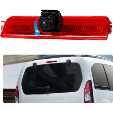 Caméra de Recul pour VW Caddy 2003-2015, 3ème Feu Stop Caméras Arrière, Vision Nocturne, Etanche IP67, Angle Réglable,avec Ligne