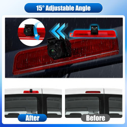 Caméra de Recul pour VW Caddy 2003-2015, 3ème Feu Stop Caméras Arrière, Vision Nocturne, Etanche IP67, Angle Réglable,avec Ligne