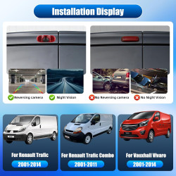 Caméra de Recul pour Renault Trafic 2001-2014 /Renault Trafic Combo 2001-2011 / Vauxhall Vivaro 2001-2014, 3ème Feu Stop Caméras