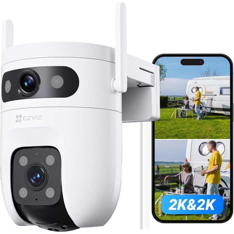 EZVIZ 3MP+3MP Caméra Surveillance WiFi Extérieure à Double Objectif, 360° PTZ Camera, Suivi Auto, Détection de Forme Humaine/Véh