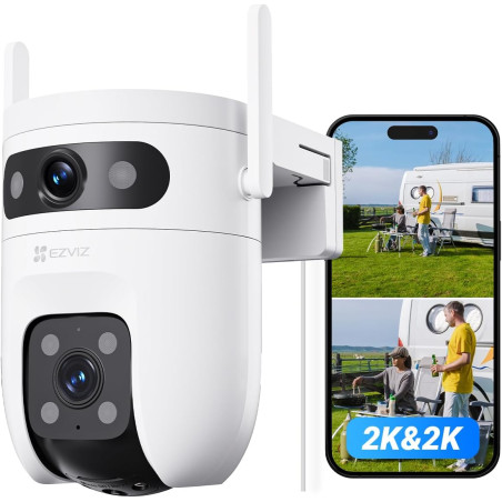 EZVIZ 3MP+3MP Caméra Surveillance WiFi Extérieure à Double Objectif, 360° PTZ Camera, Suivi Auto, Détection de Forme Humaine/Véh