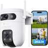 EZVIZ 3MP+3MP Caméra Surveillance WiFi Extérieure à Double Objectif, 360° PTZ Camera, Suivi Auto, Détection de Forme Humaine/Véh
