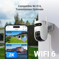 EZVIZ 3MP+3MP Caméra Surveillance WiFi Extérieure à Double Objectif, 360° PTZ Camera, Suivi Auto, Détection de Forme Humaine/Véh