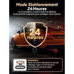 Dashcam Voiture Avant Arriere 4K +1080P, Contrôle APP avec Wi-FI 5G, Carte 64 Go, Moniteur de Stationnement 24H, WDR, Vision Noc