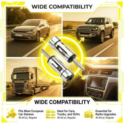 2 Pièces Adaptateur Antenne Autoradio DIN Mâle vers ISO Femelle Connecteur d'Antenne Voiture pour Récepteur Stéréo Unité de Tête