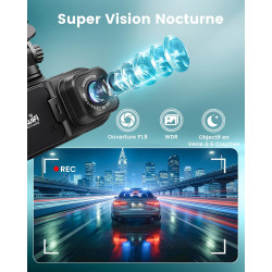 Dashcam Voiture Avant Arrière, 4K+1080P Double Caméra WiFi avec Application, Camera Embarquée Voiture IPS 3.18" avec Carte 64Go 