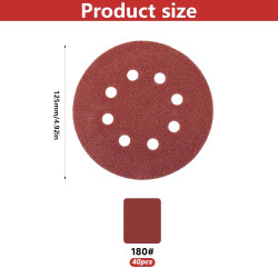 40 Pcs Disque Abrasif 125mm, Papier a Poncer 125mm, Grain 180 Papier Abrasif pour Ponceuses Excentrique, disques abrasifs pour p