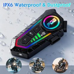 6.0 intercom moto bleutooth kit, casque moto motocyclette helmet communication systèmes, kit main libre moto entre 2 motards ip5