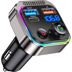 Gizmovine bleutooth voiture,emetteur bleutooth voiture,téléphone kit main libre pd 45w qc 18w,transmetteur fm pour la musique,al
