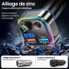 Gizmovine bleutooth voiture,emetteur bleutooth voiture,téléphone kit main libre pd 45w qc 18w,transmetteur fm pour la musique,al
