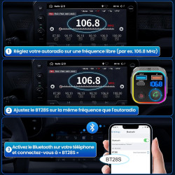 Gizmovine bleutooth voiture,emetteur bleutooth voiture,téléphone kit main libre pd 45w qc 18w,transmetteur fm pour la musique,al