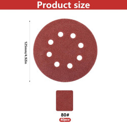 40 Pcs Disque Abrasif 125mm, Papier a Poncer 125mm, Grain 80 Papier Abrasif pour Ponceuses Excentrique, disques abrasifs pour po