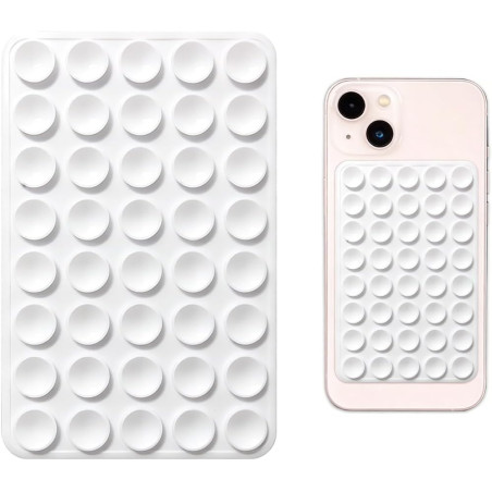 1 Pièce Ventouse Téléphone Portable Silicone Double Face Blanc, Support Voiture & Bureau Mains Libres, Fixation Sûre & Amovible 
