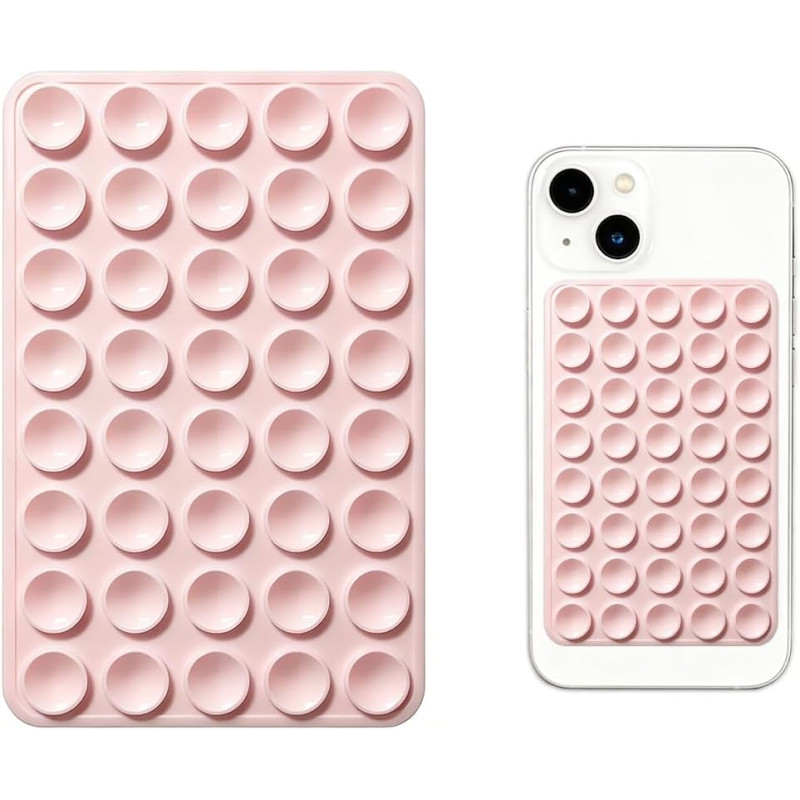 2 Pièces Ventouse Adhésive Silicone Téléphone Portable Rose, Support Fixation Murale Mains Libres pour Selfies, Vidéos TikTok, C