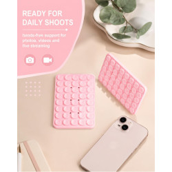 2 Pièces Ventouse Adhésive Silicone Téléphone Portable Rose, Support Fixation Murale Mains Libres pour Selfies, Vidéos TikTok, C