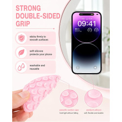 2 Pièces Ventouse Adhésive Silicone Téléphone Portable Rose, Support Fixation Murale Mains Libres pour Selfies, Vidéos TikTok, C