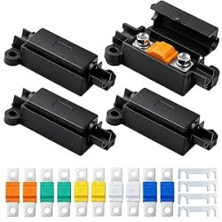 Lot de 4 PorteFusibles Midi avec 10 Pièces 30/40/60/80/100 A Midi Boulonnés à Courant, Boîte de Fusibles pour Voitures, Camions,
