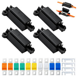 Lot de 4 PorteFusibles Midi avec 10 Pièces 30/40/60/80/100 A Midi Boulonnés à Courant, Boîte de Fusibles pour Voitures, Camions,