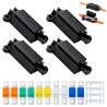 Lot de 4 PorteFusibles Midi avec 10 Pièces 30/40/60/80/100 A Midi Boulonnés à Courant, Boîte de Fusibles pour Voitures, Camions,